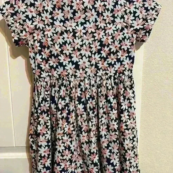 Crewcuts Red White Navy Floral Button Down Dress - Picture 2 of 4